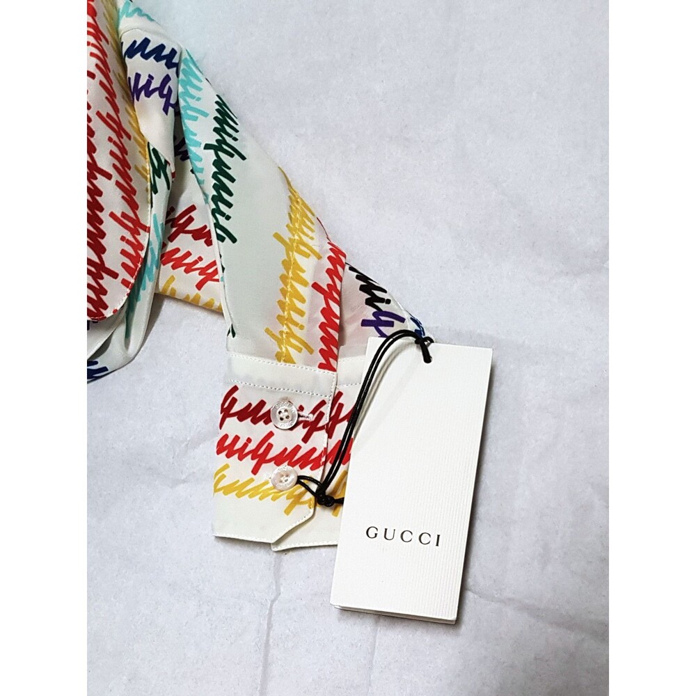 GUCCI Bow printed silk shirt, IT 40, IS 4, NWT - Picture 8 of 12